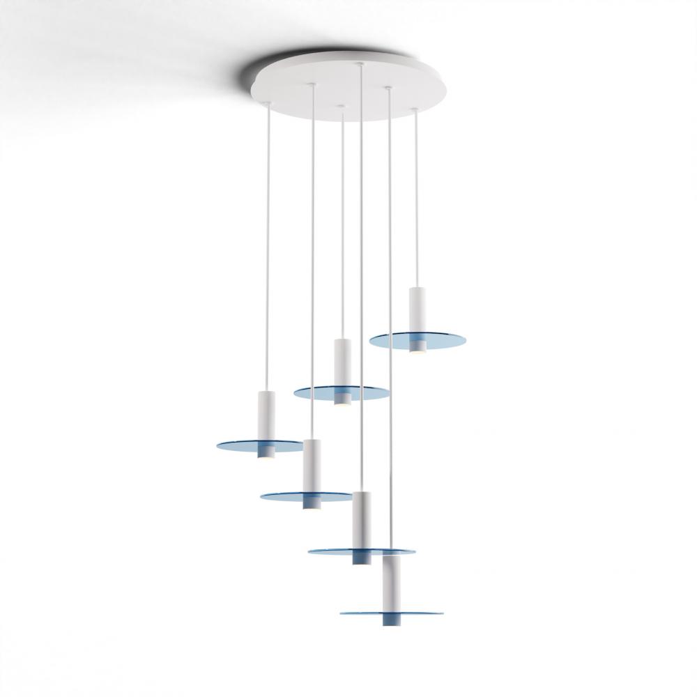 Combi Pendant 6&#34; Circular 6 Combo Matte White with Matte White Canopy