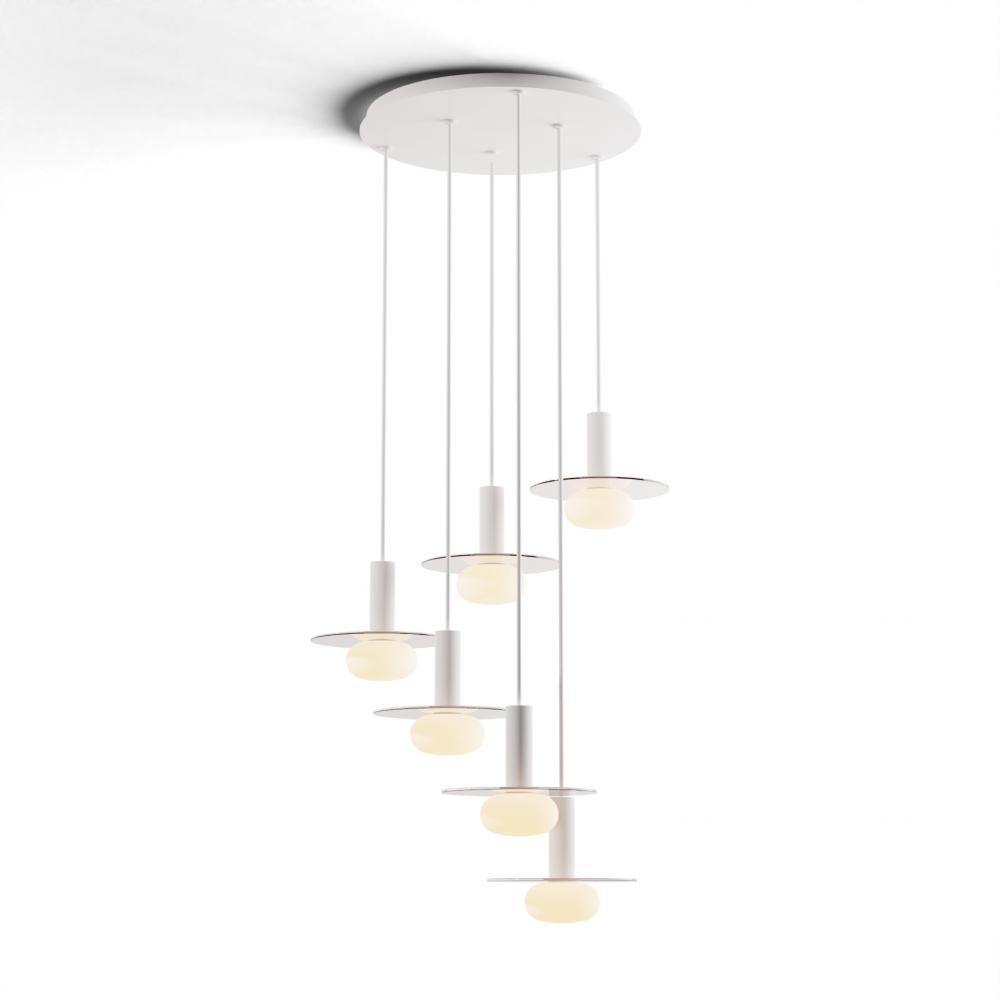Combi Pendant 6&#34; Circular 6 Combo Matte White with Matte White Canopy