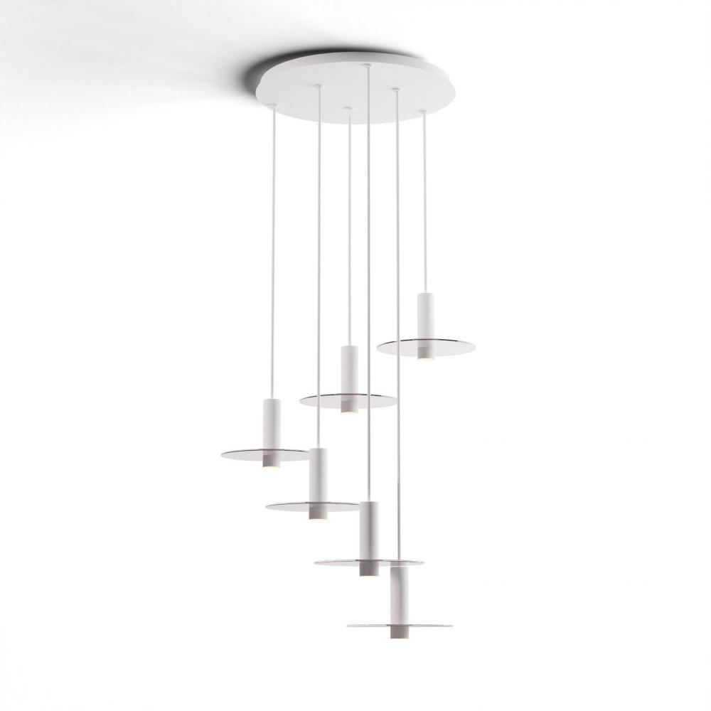 Combi Pendant 6&#34; Circular 6 Combo Matte White with Matte White Canopy
