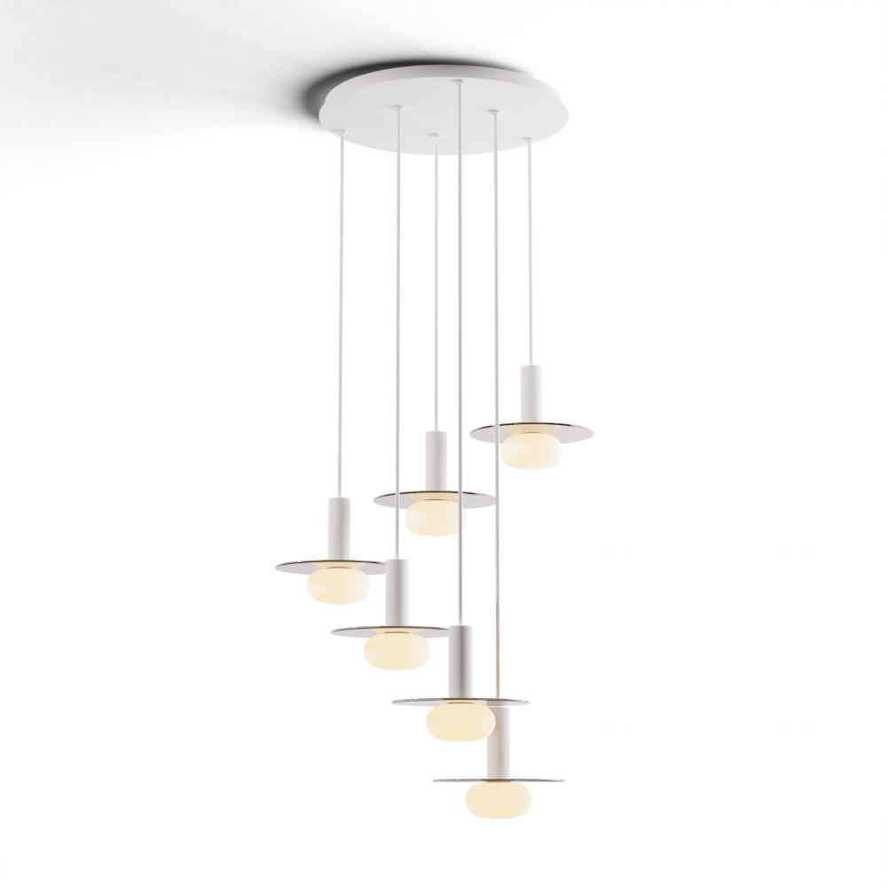 Combi Pendant 6&#34; Circular 6 Combo Matte White with Matte White Canopy