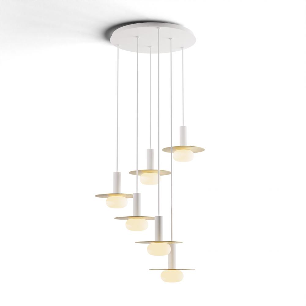 Combi Pendant 6&#34; Circular 6 Combo Matte White with Matte White Canopy