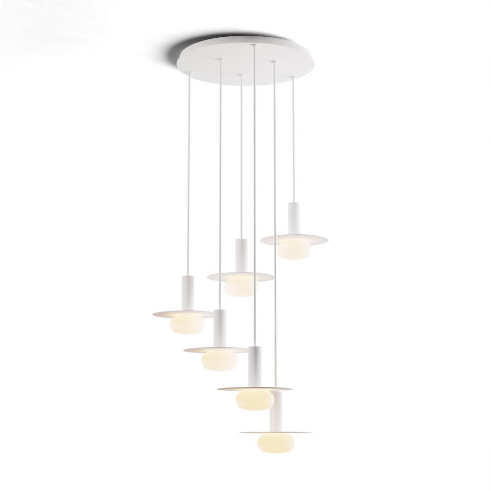 Combi Pendant 6&#34; Circular 6 Combo Matte White with Matte White Canopy