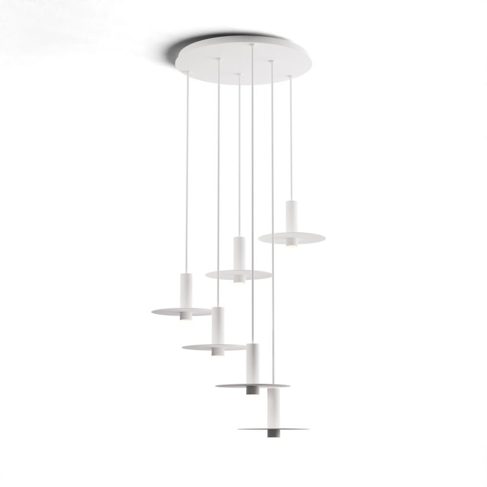 Combi Pendant 6&#34; Circular 6 Combo Matte White with Matte White Canopy