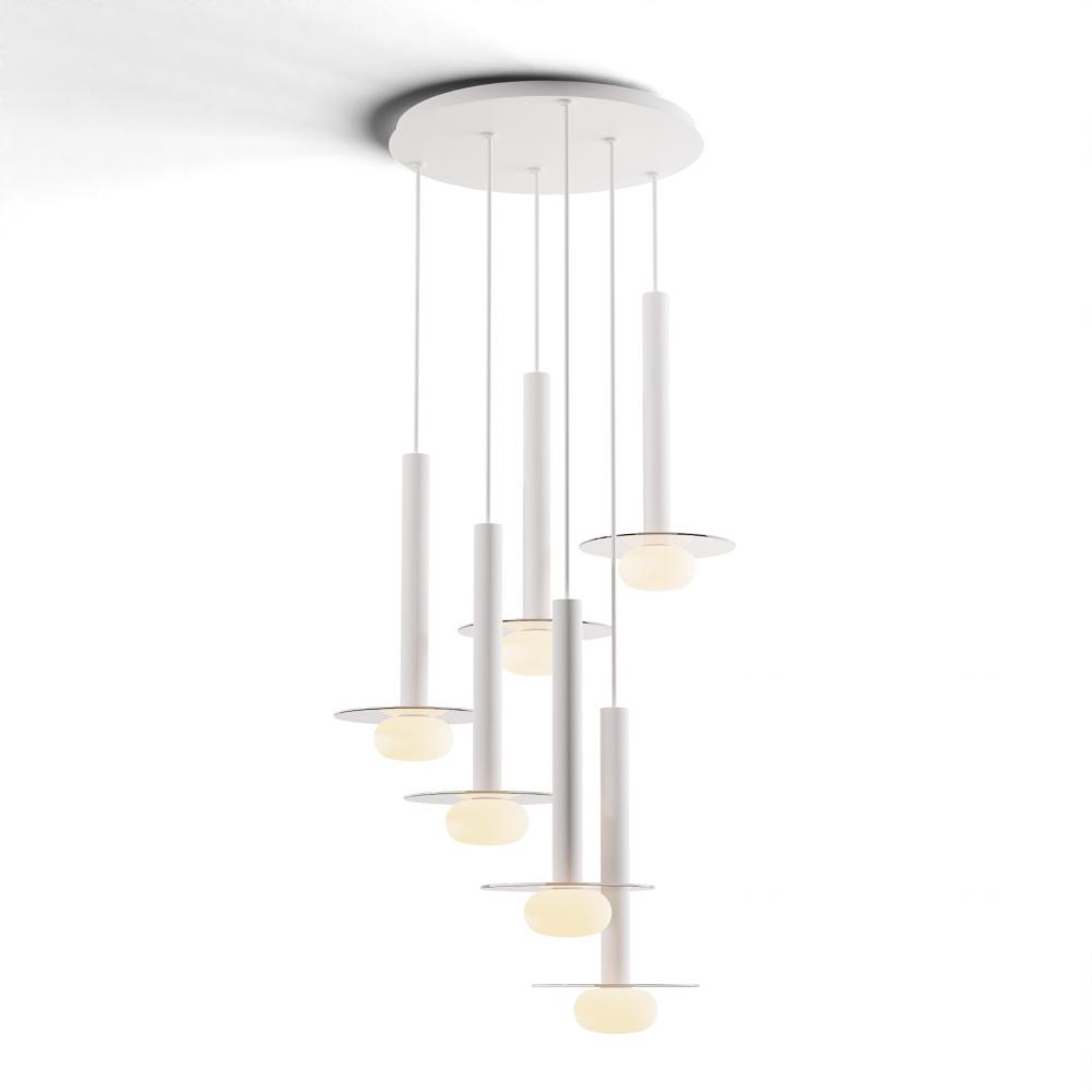 Combi Pendant 16&#34; Circular 6 Combo Matte White with Matte White Canopy
