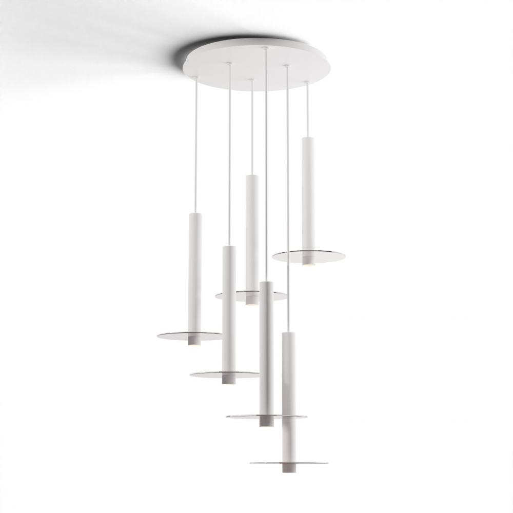 Combi Pendant 16&#34; Circular 6 Combo Matte White with Matte White Canopy