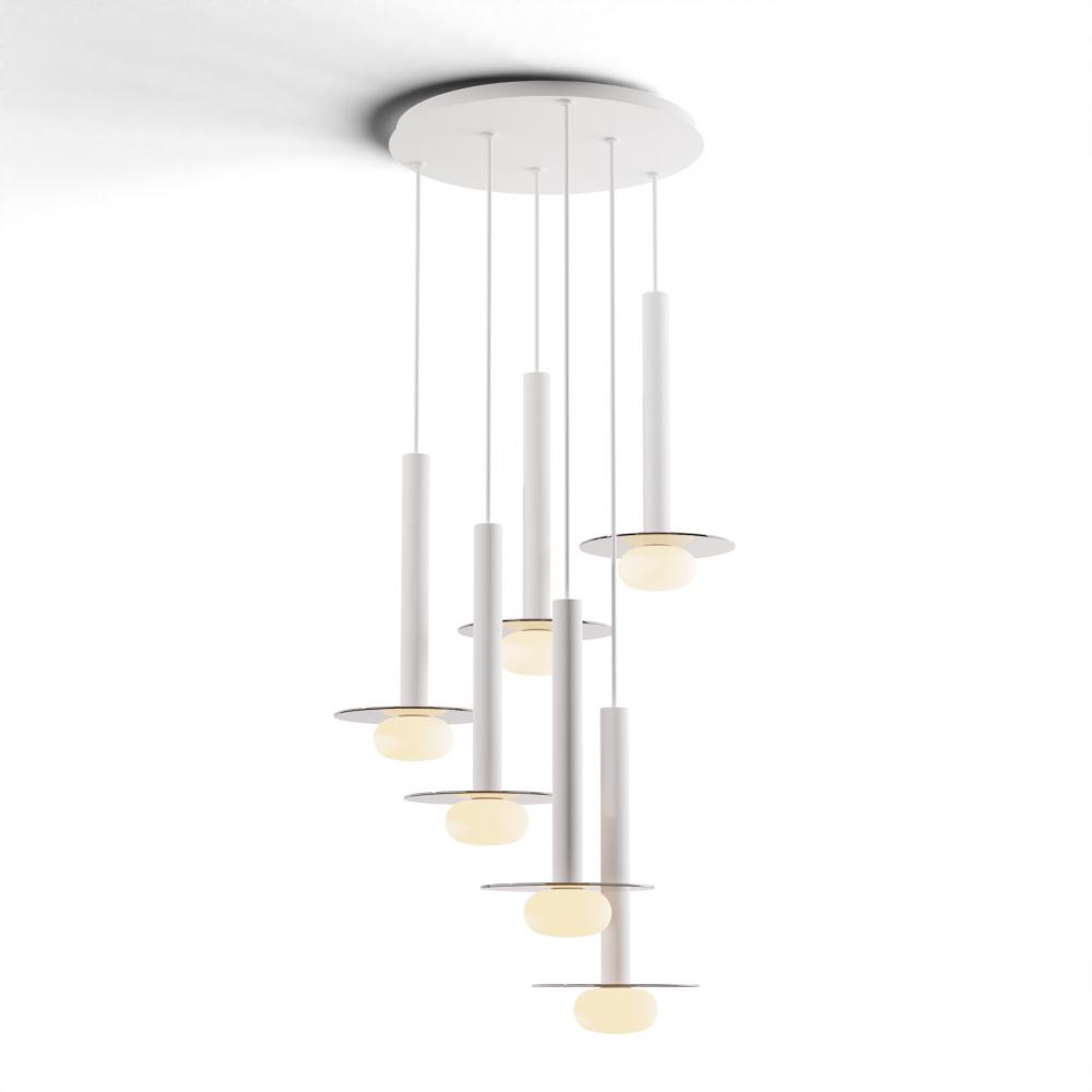 Combi Pendant 16&#34; Circular 6 Combo Matte White with Matte White Canopy