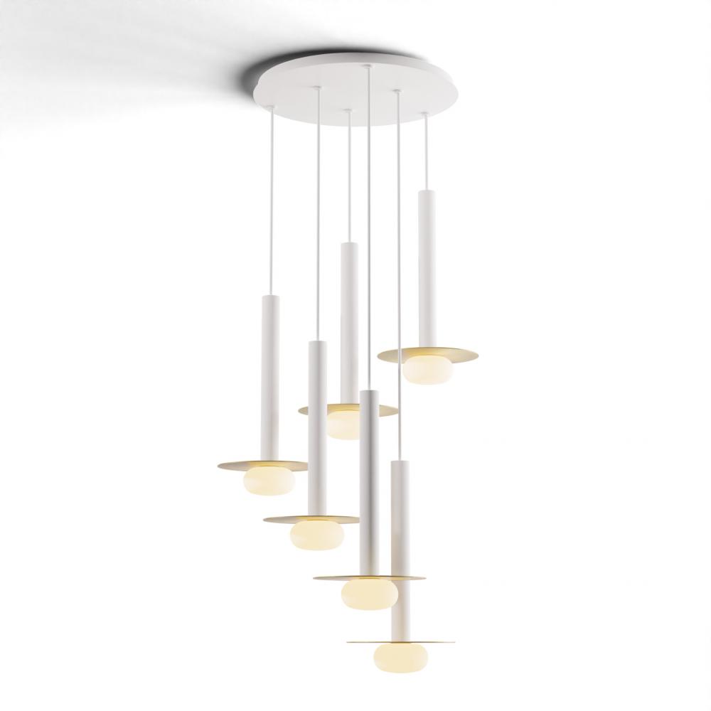 Combi Pendant 16&#34; Circular 6 Combo Matte White with Matte White Canopy