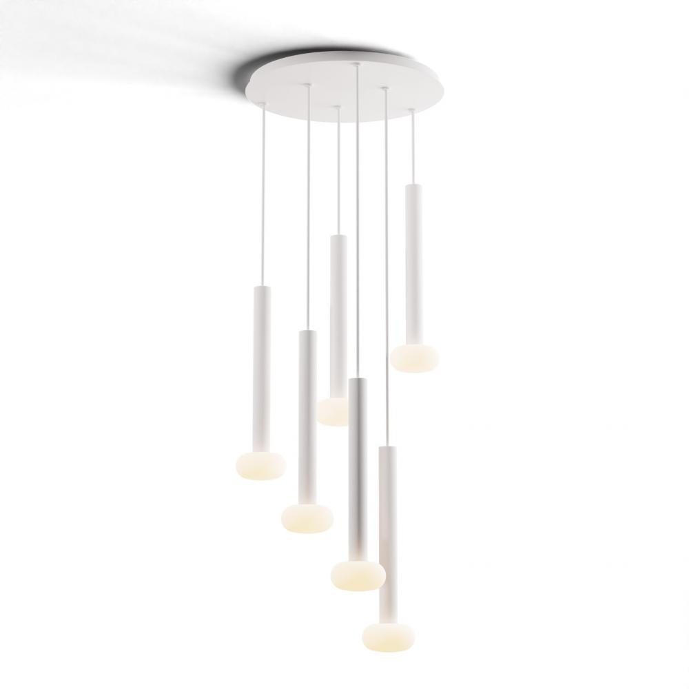 Combi Pendant 16&#34; Circular 6 Combo Matte White with Matte White Canopy