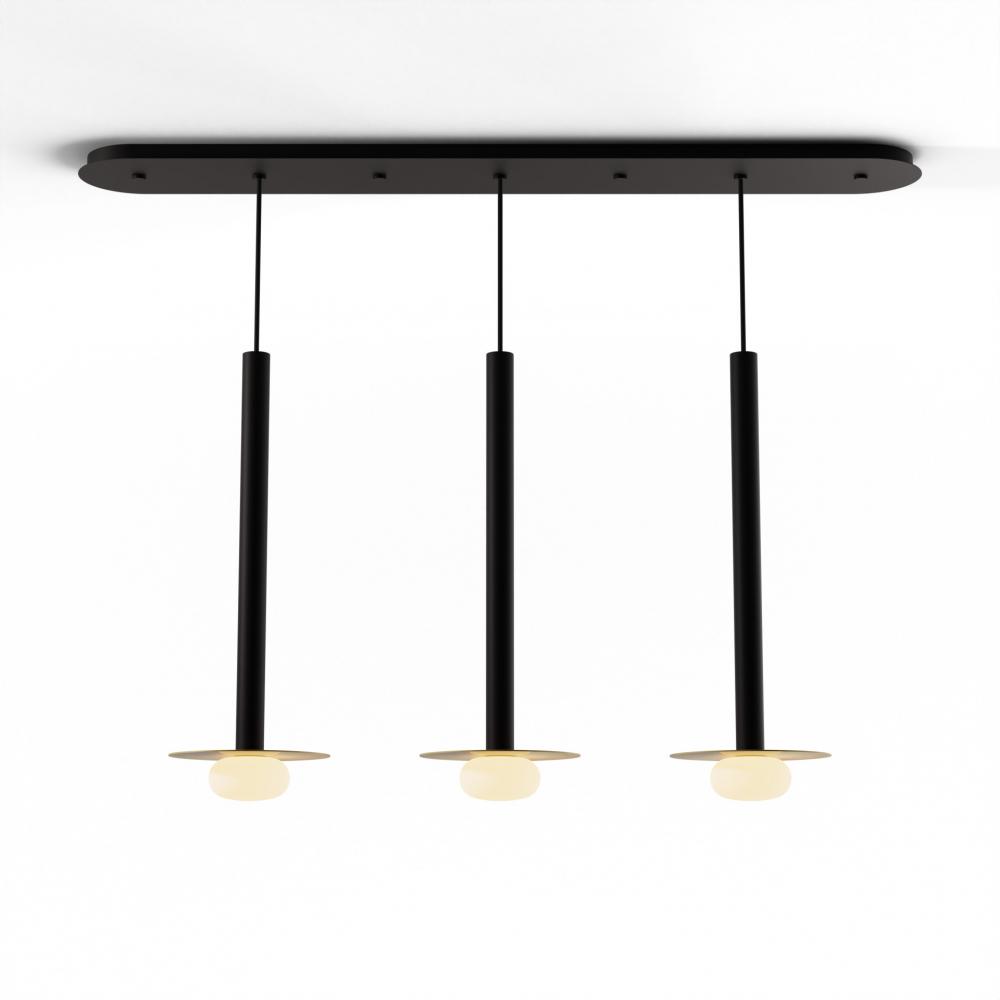 Combi Pendant 24&#34; Linear 3 Combo Matte Black with Matte Black Canopy