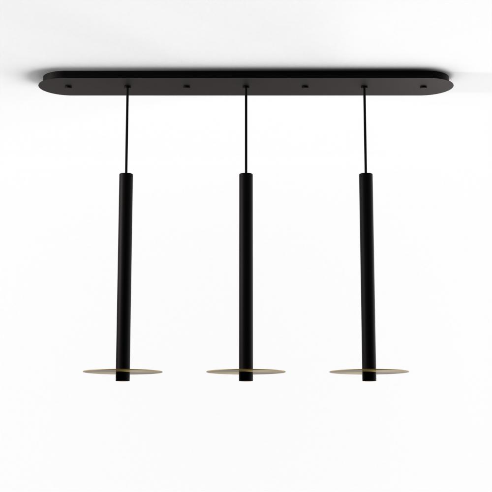 Combi Pendant 24&#34; Linear 3 Combo Matte Black with Matte Black Canopy