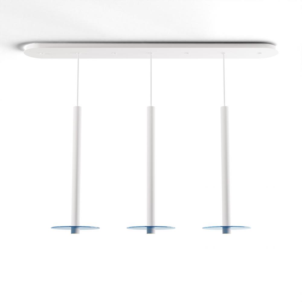 Combi Pendant 24&#34; Linear 3 Combo Matte White with Matte White Canopy