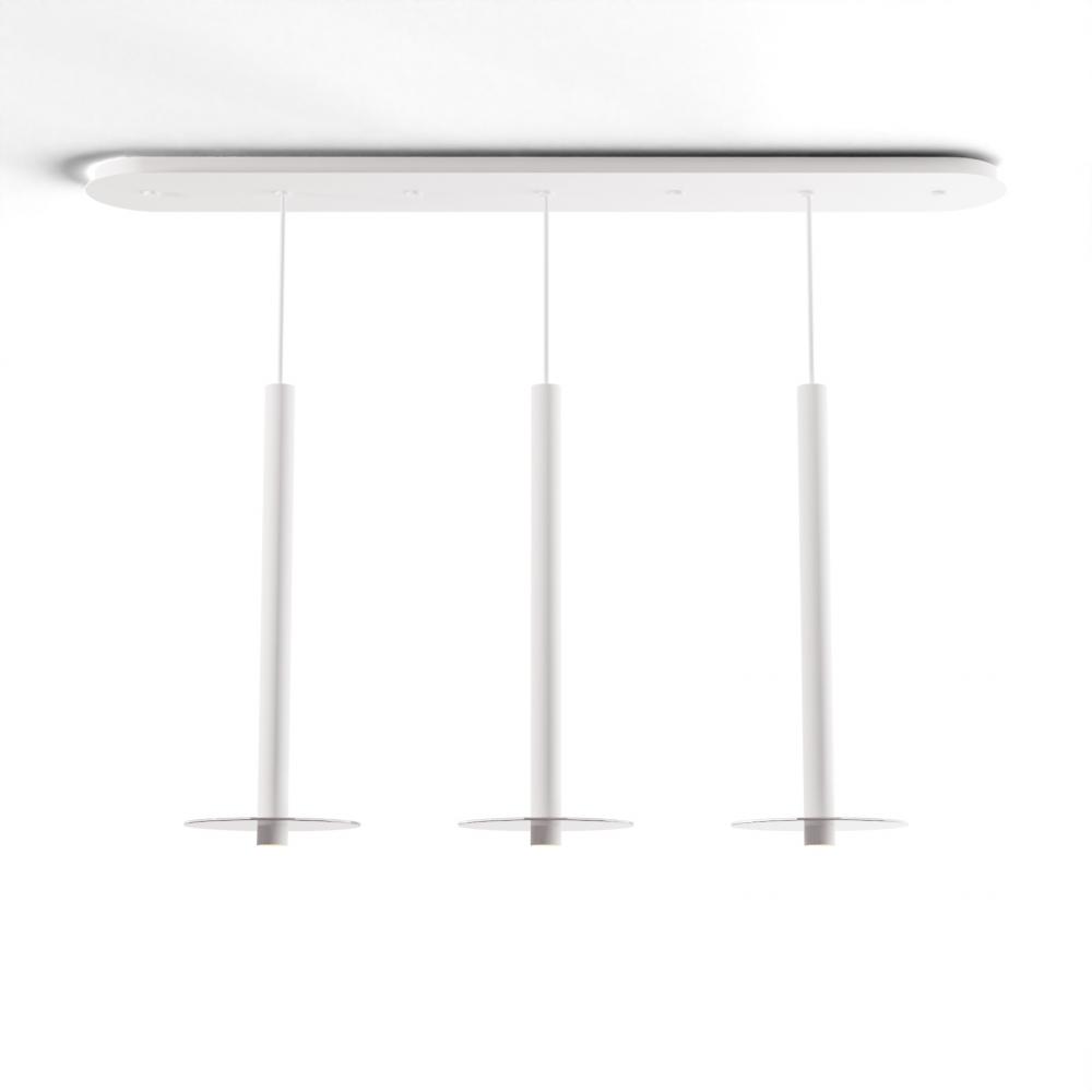 Combi Pendant 24&#34; Linear 3 Combo Matte White with Matte White Canopy