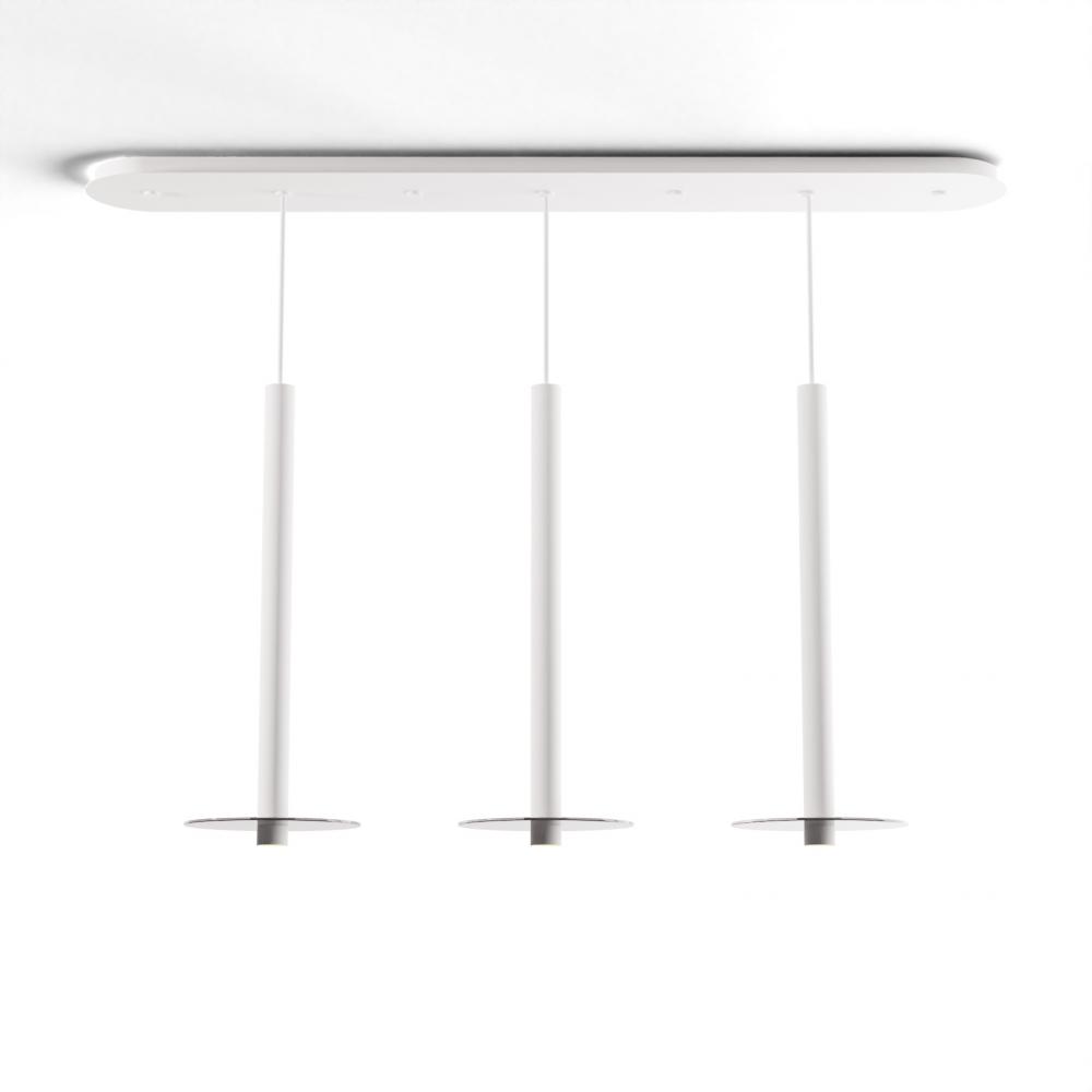 Combi Pendant 24&#34; Linear 3 Combo Matte White with Matte White Canopy