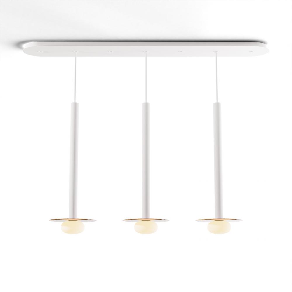 Combi Pendant 24&#34; Linear 3 Combo Matte White with Matte White Canopy