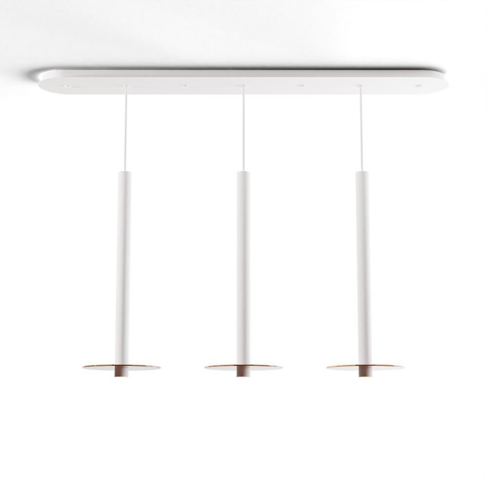 Combi Pendant 24&#34; Linear 3 Combo Matte White with Matte White Canopy