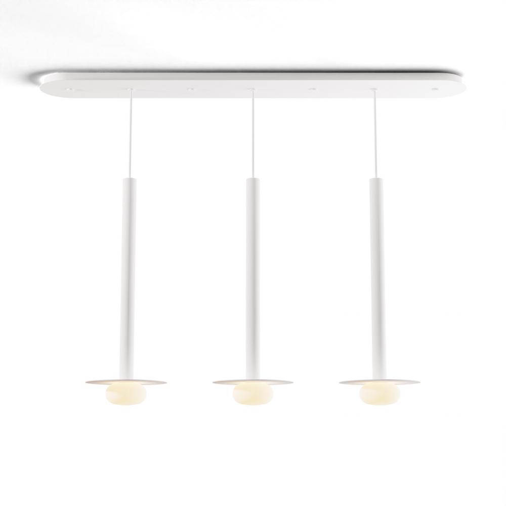 Combi Pendant 24&#34; Linear 3 Combo Matte White with Matte White Canopy