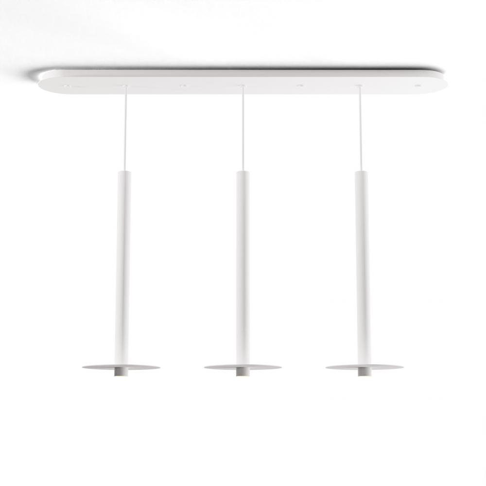 Combi Pendant 24&#34; Linear 3 Combo Matte White with Matte White Canopy