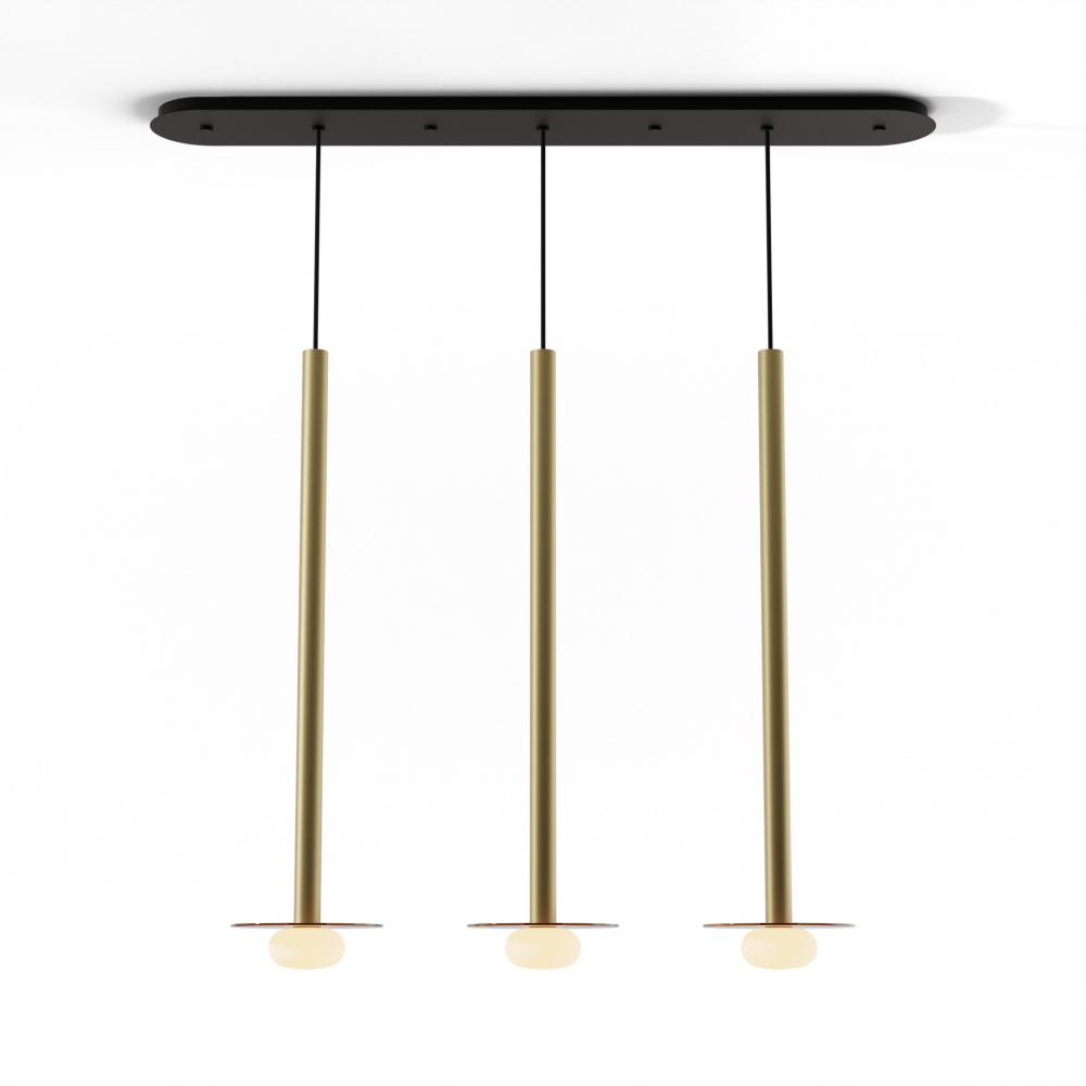 Combi Pendant 36&#34; Linear 3 Combo Brass with Matte Black Canopy