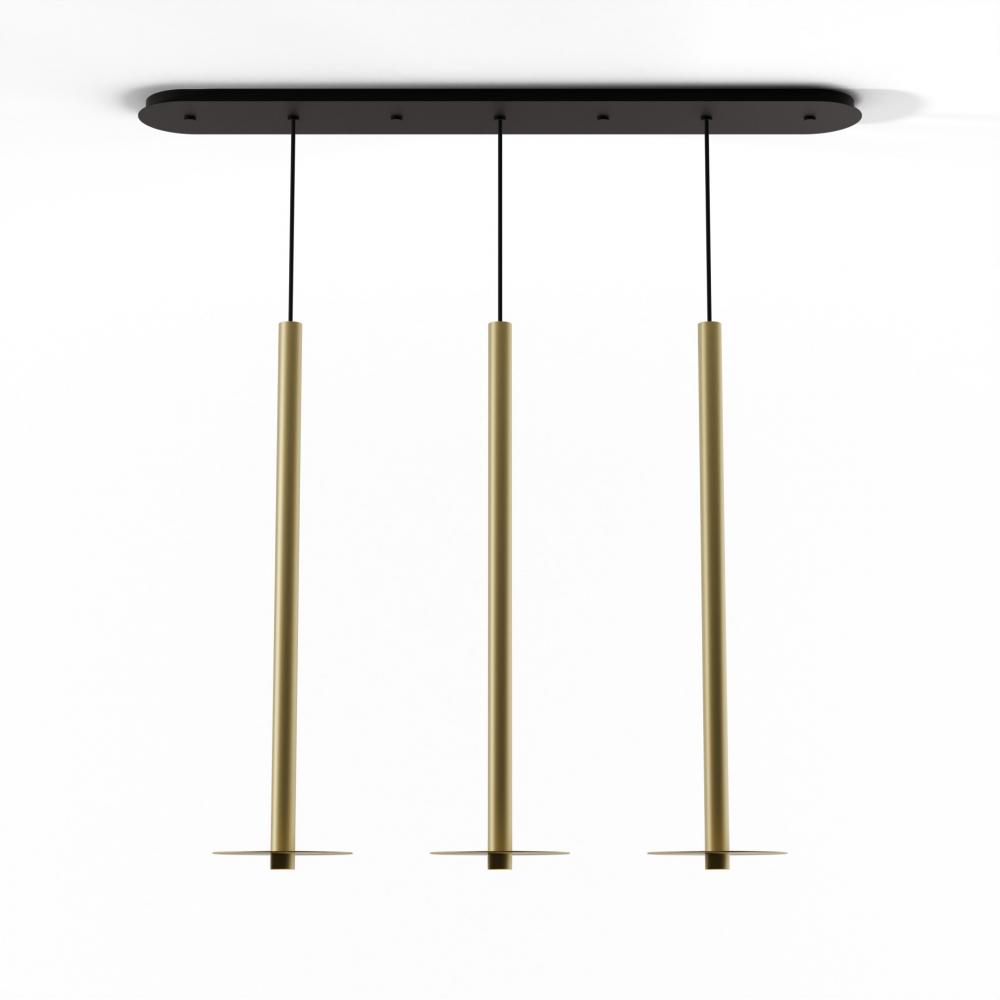 Combi Pendant 36&#34; Linear 3 Combo Brass with Matte Black Canopy