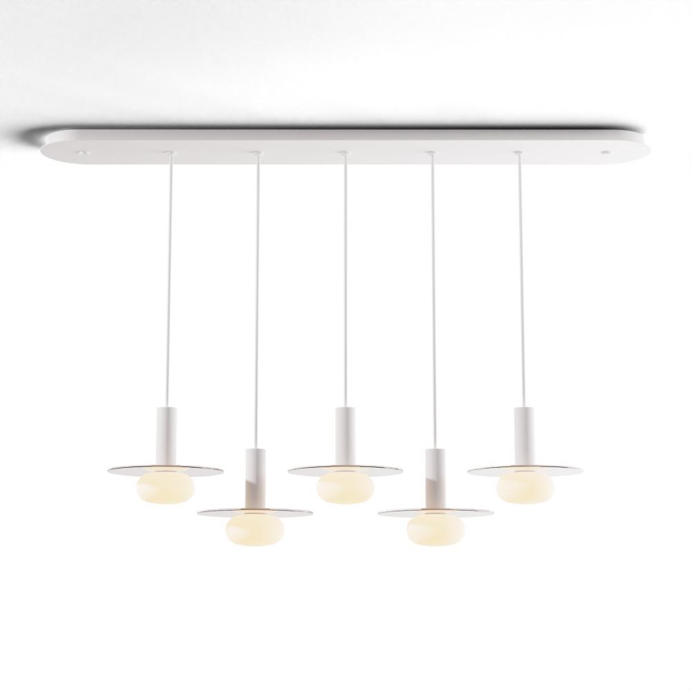 Combi Pendant 6&#34; Linear 5 Combo Matte White with Matte White Canopy