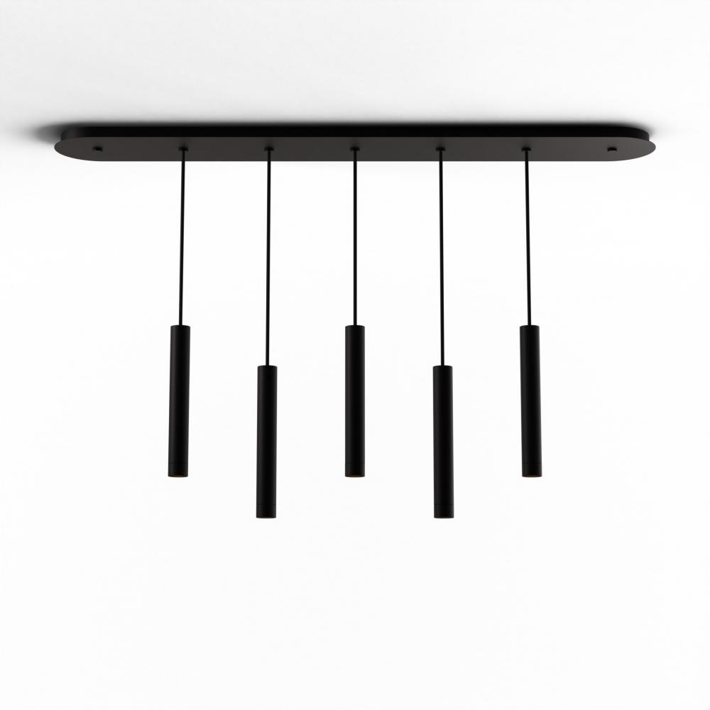 Combi Pendant 12&#34; Linear 5 Combo Matte Black with Matte Black Canopy