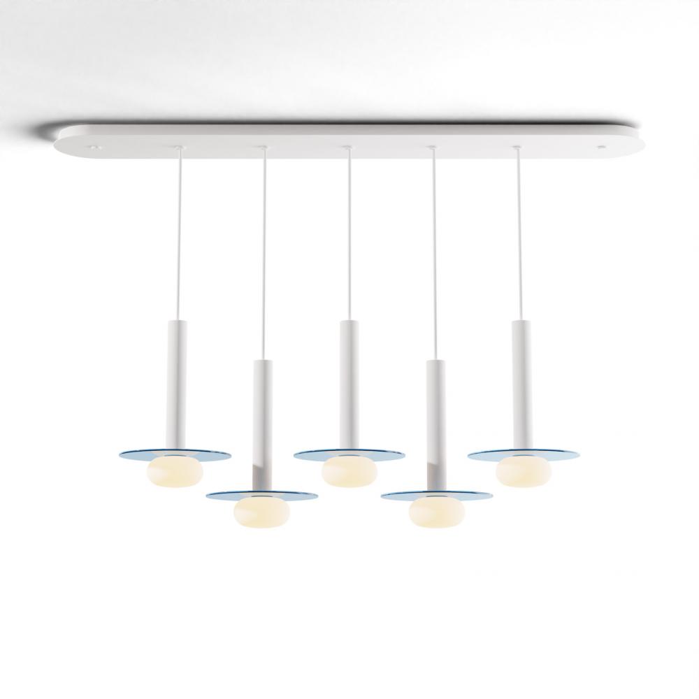 Combi Pendant 12&#34; Linear 5 Combo Matte White with Matte White Canopy