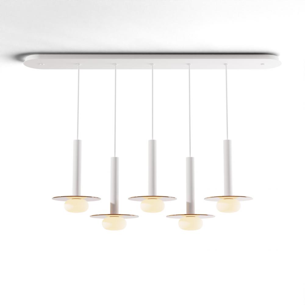 Combi Pendant 12&#34; Linear 5 Combo Matte White with Matte White Canopy