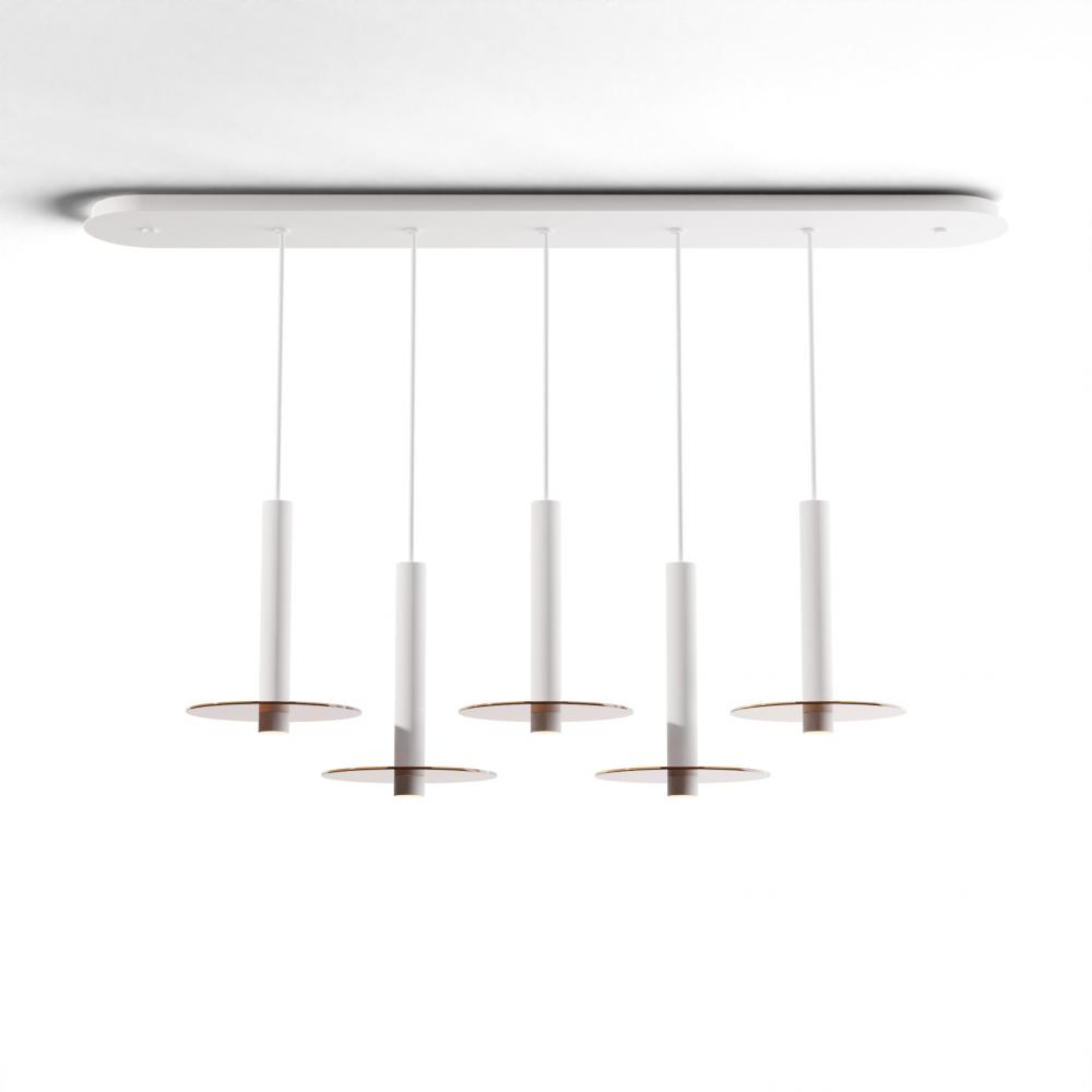 Combi Pendant 12&#34; Linear 5 Combo Matte White with Matte White Canopy