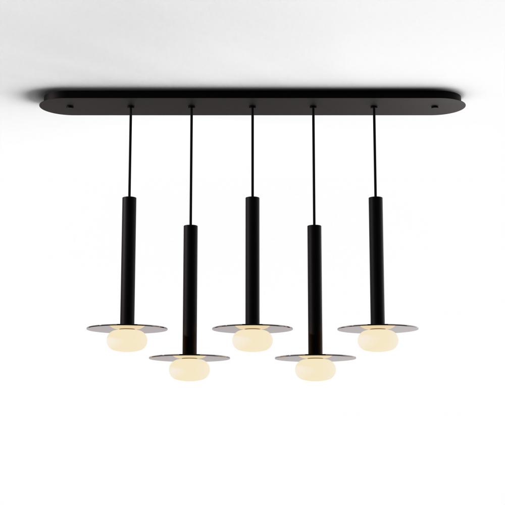 Combi Pendant 16&#34; Linear 5 Combo Matte Black with Matte Black Canopy