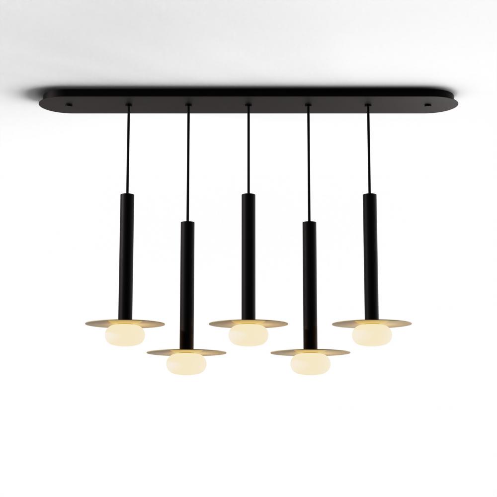 Combi Pendant 16&#34; Linear 5 Combo Matte Black with Matte Black Canopy