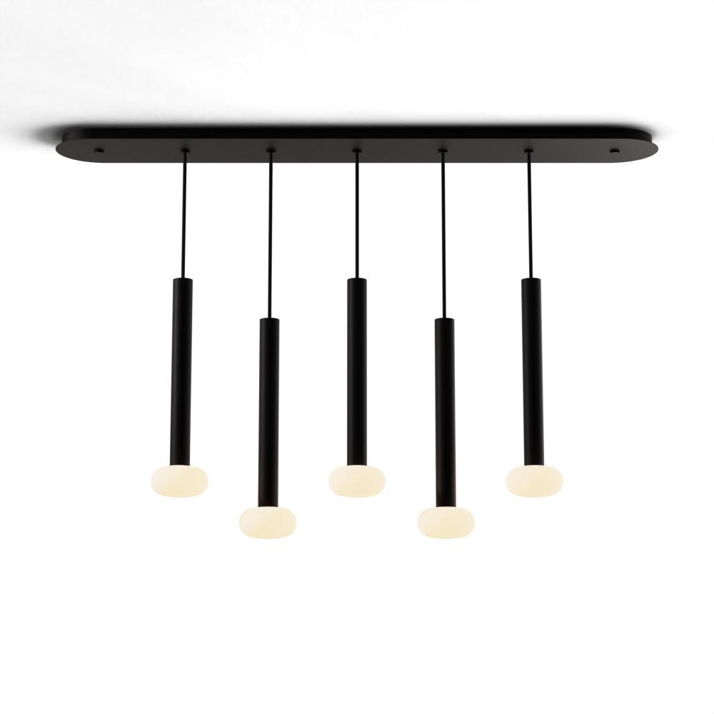 Combi Pendant 16&#34; Linear 5 Combo Matte Black with Matte Black Canopy
