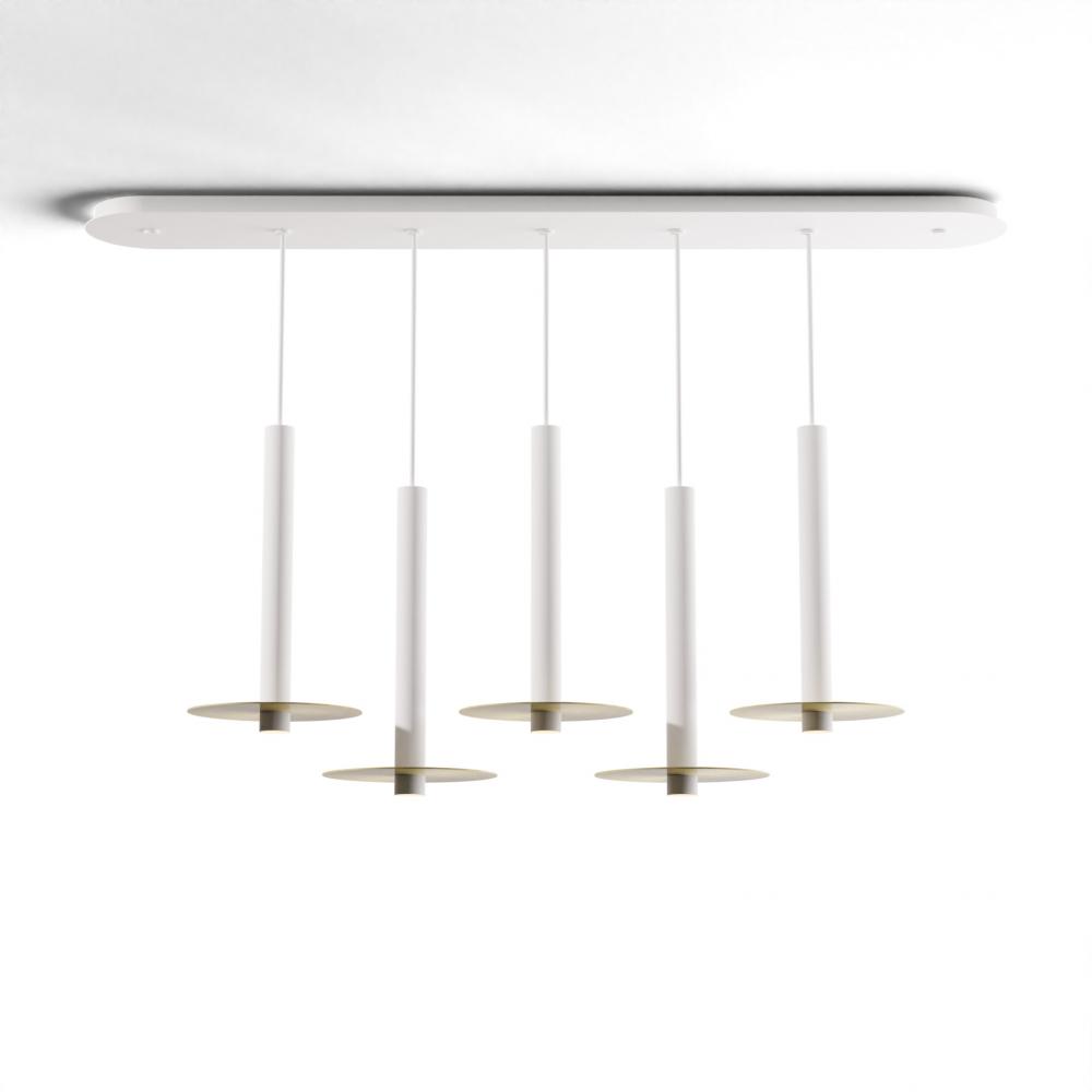 Combi Pendant 16&#34; Linear 5 Combo Matte White with Matte White Canopy