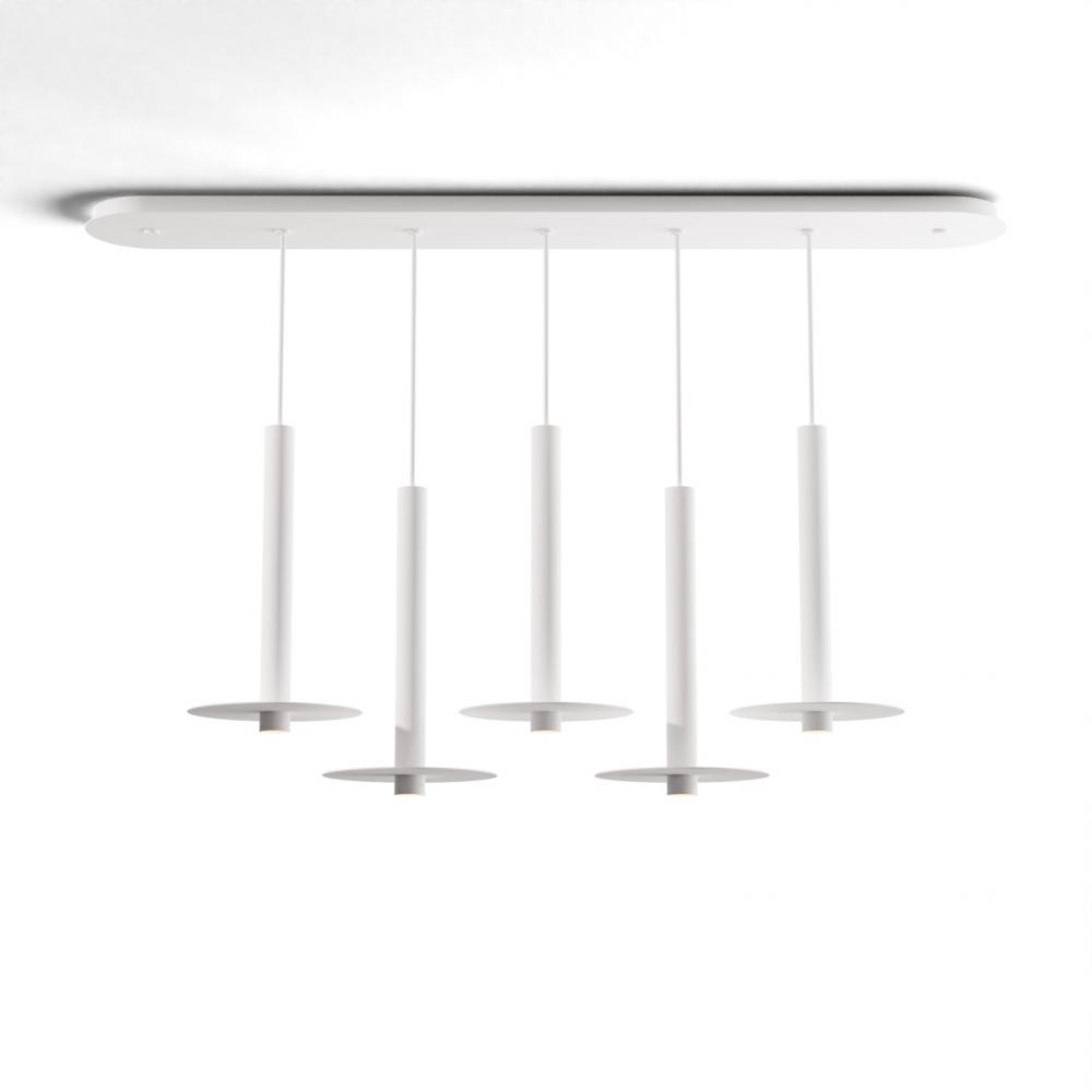 Combi Pendant 16&#34; Linear 5 Combo Matte White with Matte White Canopy
