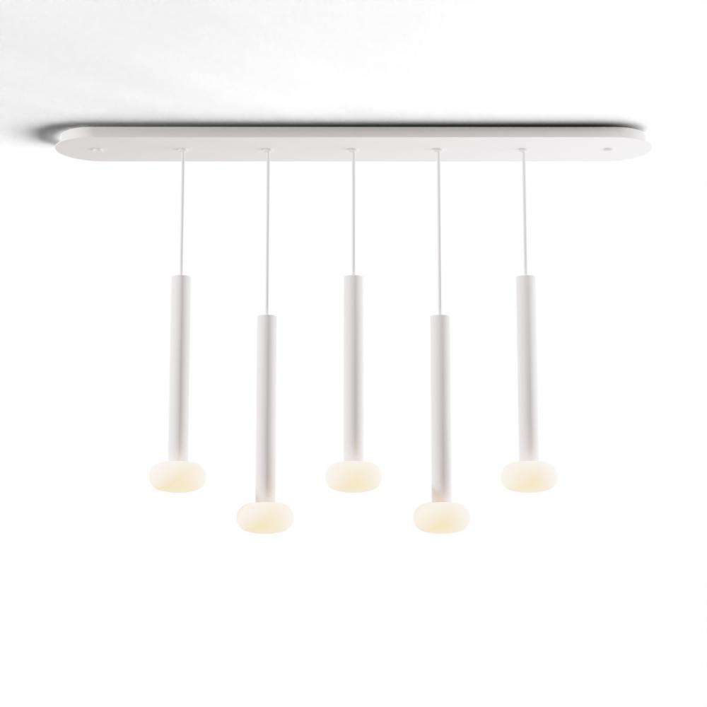 Combi Pendant 16&#34; Linear 5 Combo Matte White with Matte White Canopy