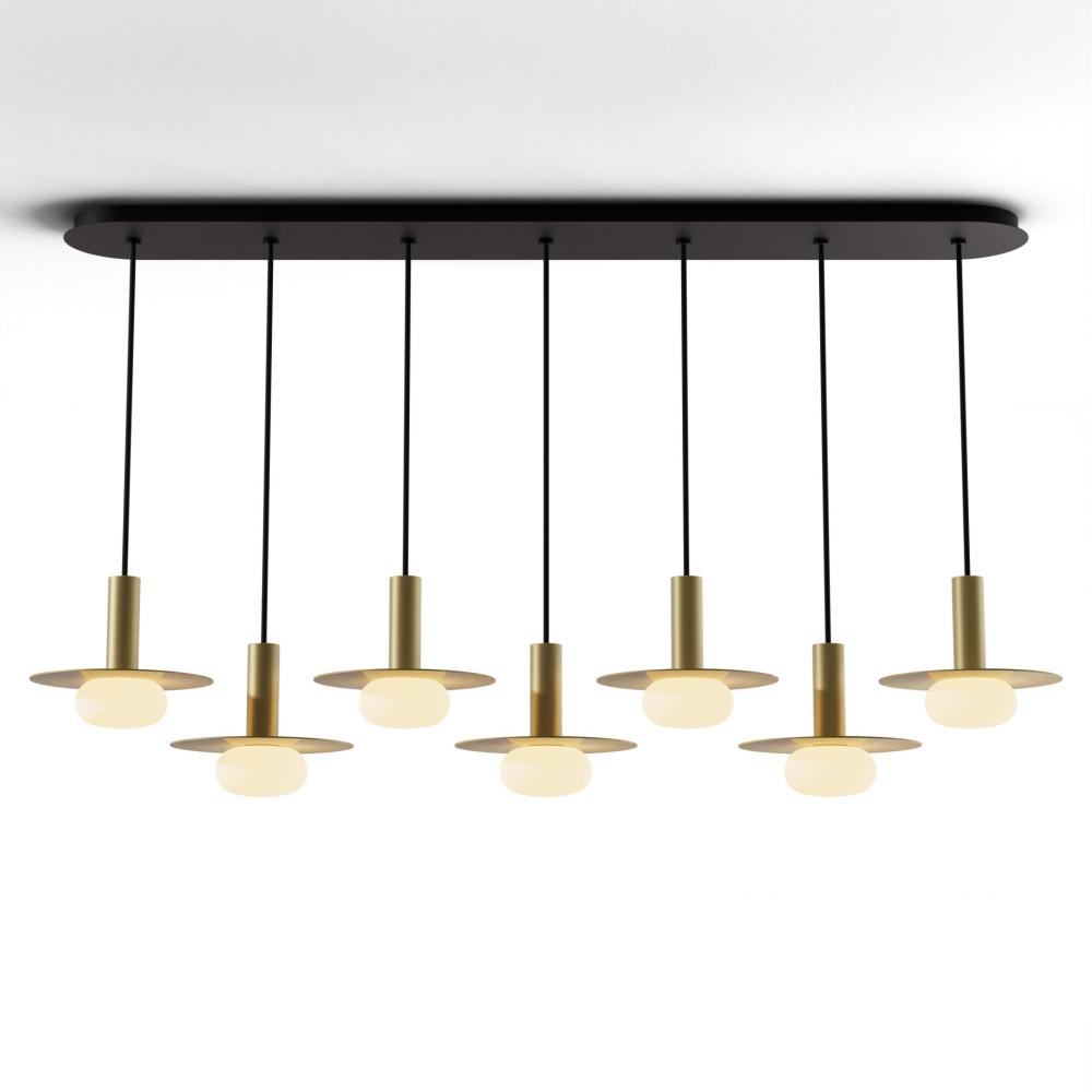Combi Pendant 6&#34; Linear 7 Combo Brass with Matte Black Canopy