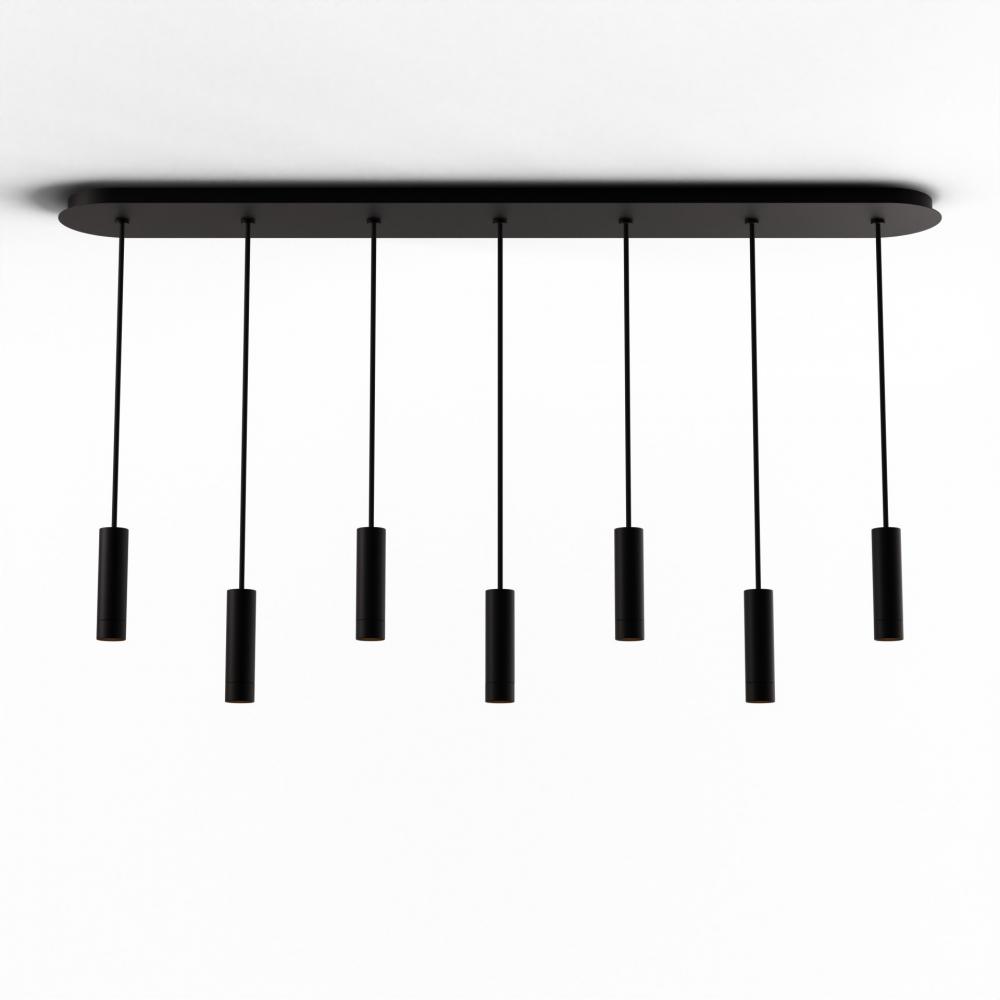 Combi Pendant 6&#34; Linear 7 Combo Matte Black with Matte Black Canopy