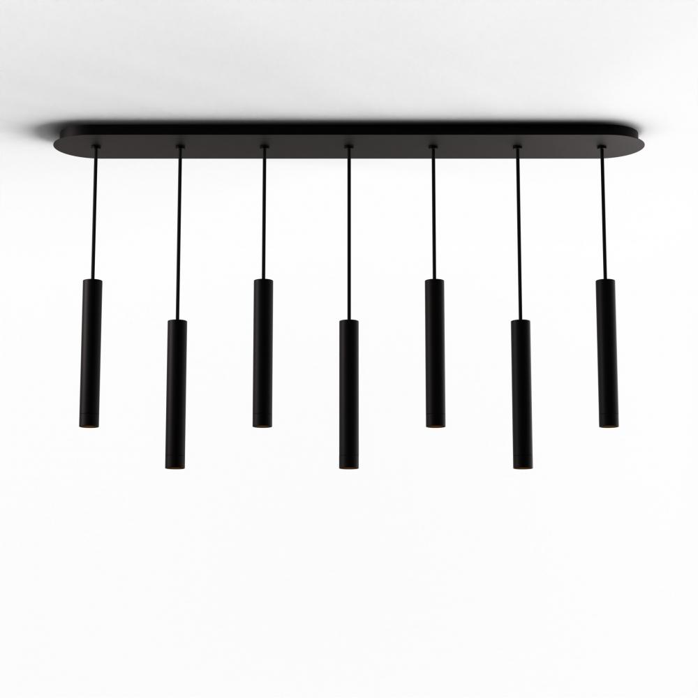 Combi Pendant 12&#34; Linear 7 Combo Matte Black with Matte Black Canopy