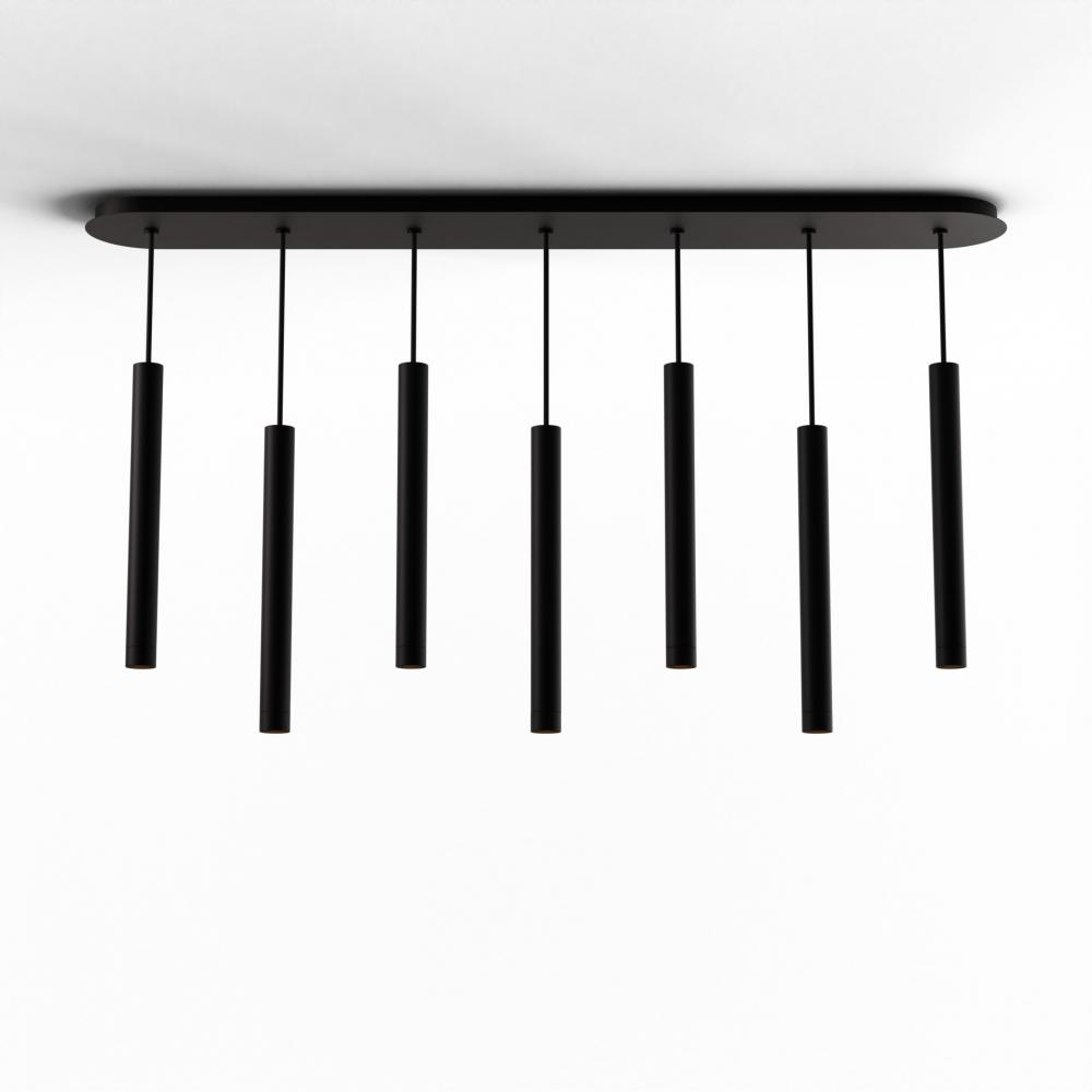Combi Pendant 16&#34; Linear 7 Combo Matte Black with Matte Black Canopy