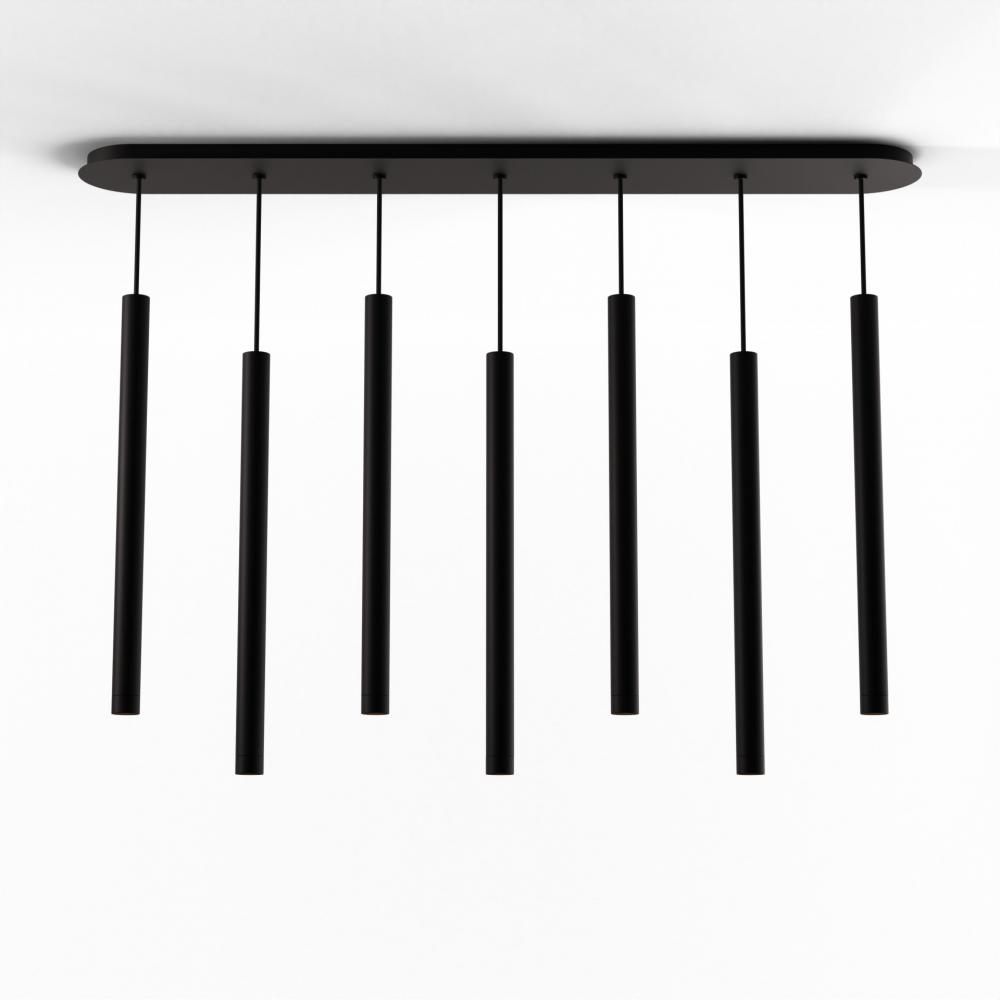Combi Pendant 24&#34; Linear 7 Combo Matte Black with Matte Black Canopy