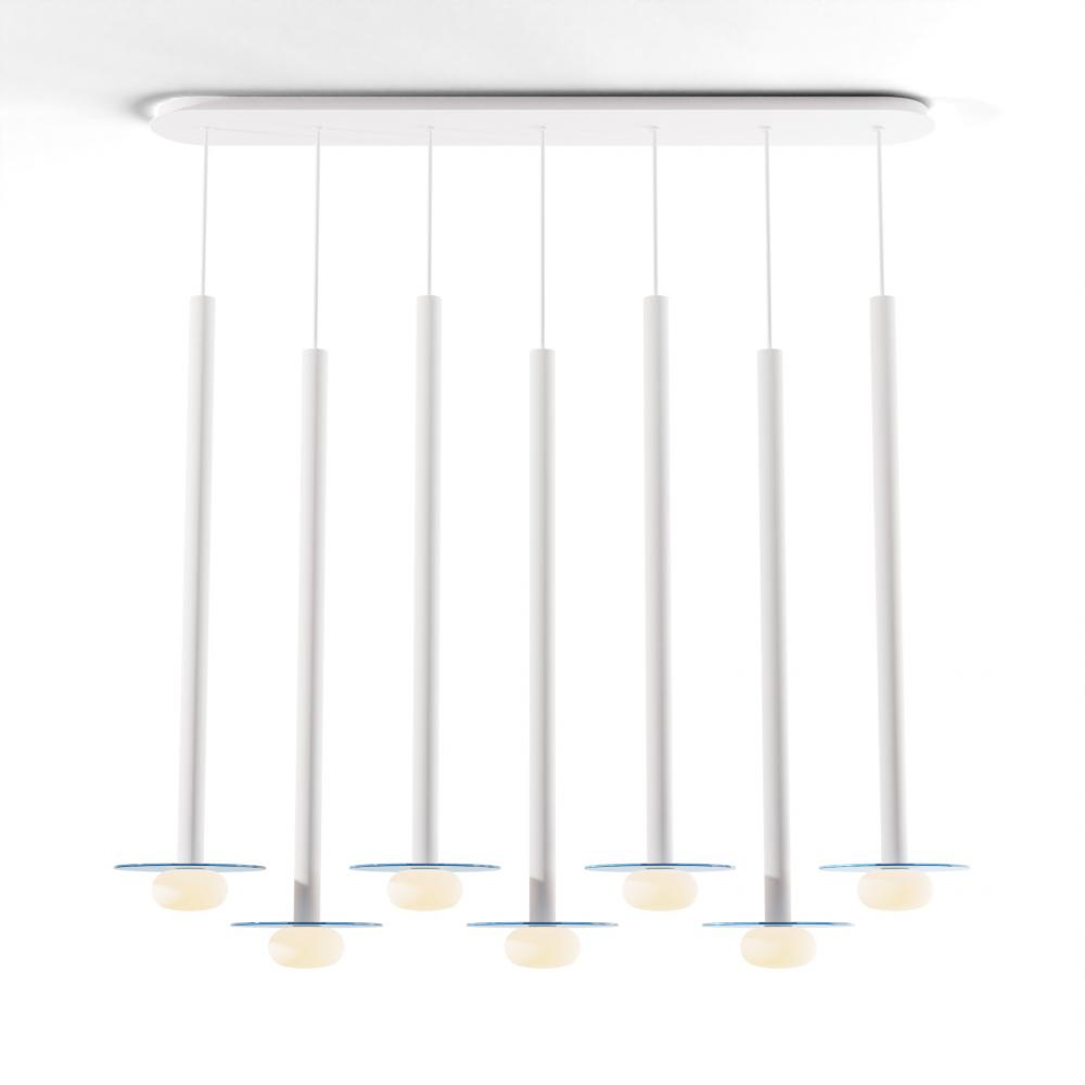 Combi Pendant 36&#34; Linear 7 Combo Matte White with Matte White Canopy