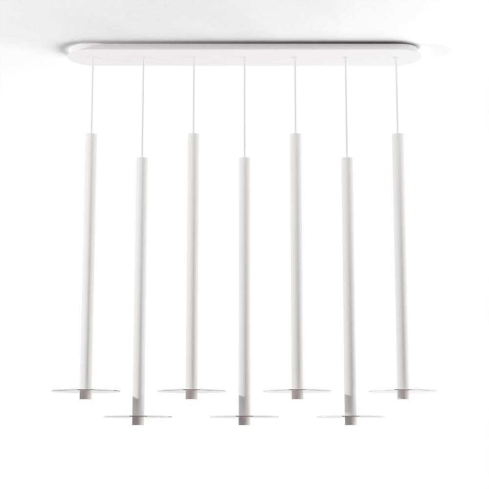Combi Pendant 36&#34; Linear 7 Combo Matte White with Matte White Canopy