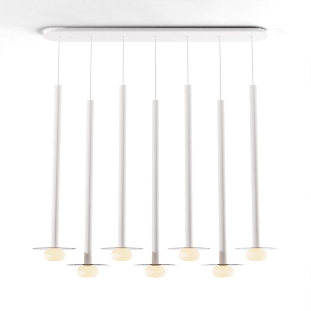 Combi Pendant 36&#34; Linear 7 Combo Matte White with Matte White Canopy
