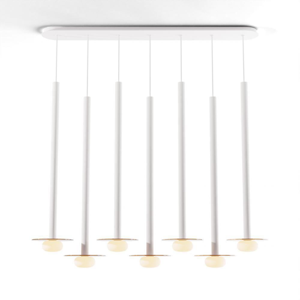 Combi Pendant 36&#34; Linear 7 Combo Matte White with Matte White Canopy