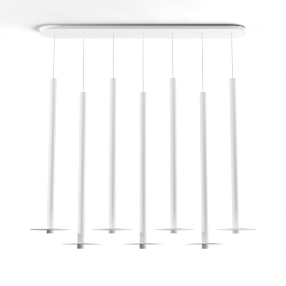 Combi Pendant 36&#34; Linear 7 Combo Matte White with Matte White Canopy