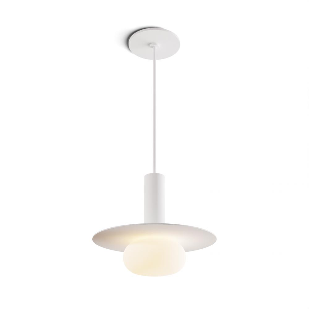 Combi Pendant 6&#34; Single Unit Matte White with Matte White Canopy, 9&#34; metal plate (White/Pain