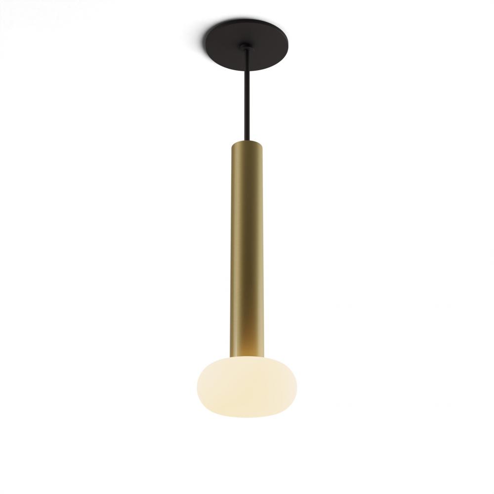 Combi Pendant 12&#34; Single Unit Brass with Matte Black Canopy, Glass Ball attachment, Suspension /