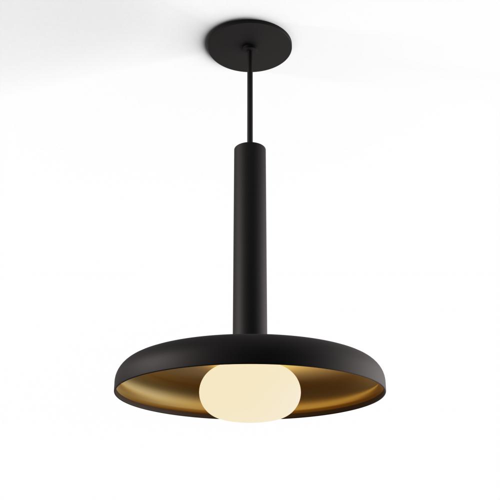 Combi Pendant 12&#34; Single Unit Matte Black with Matte Black Canopy, 12&#34; shade (Matte Black +