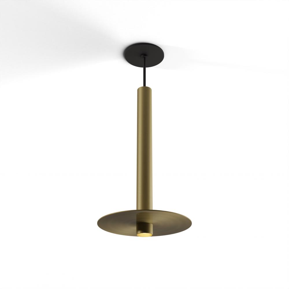 Combi Pendant 16&#34; Single Unit Brass with Matte Black Canopy