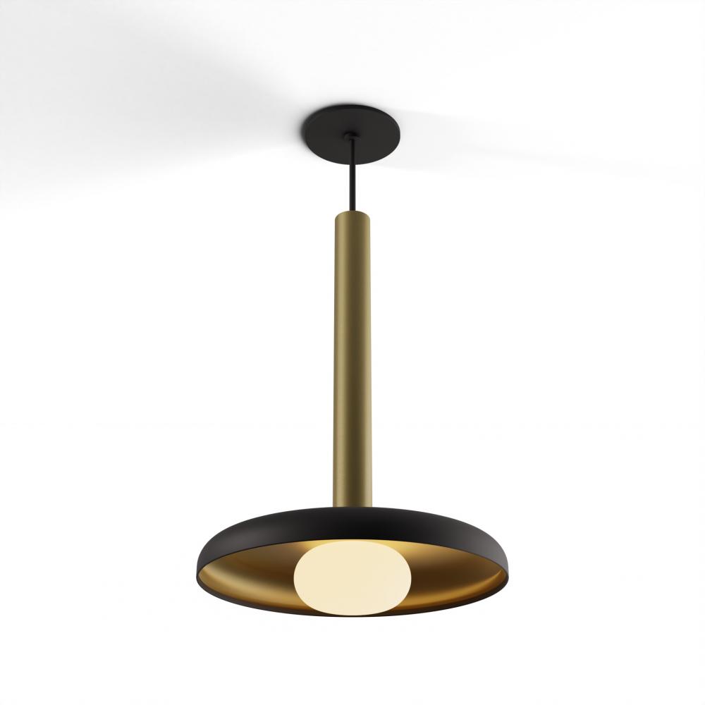 Combi Pendant 16&#34; Single Unit Brass with Matte Black Canopy