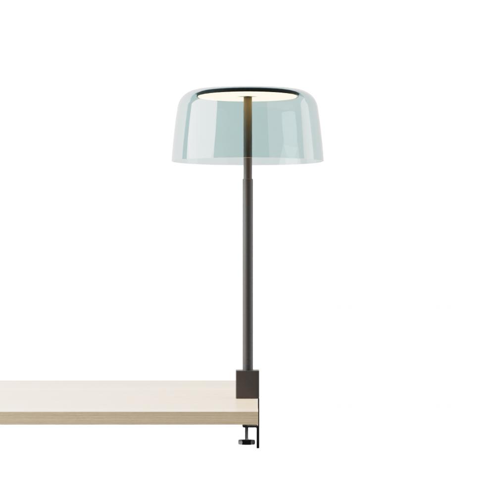 Yurei Co-Working Lamp (Matte Black) Edge Clamp with 14&#34; Acrylic Shade, Blue